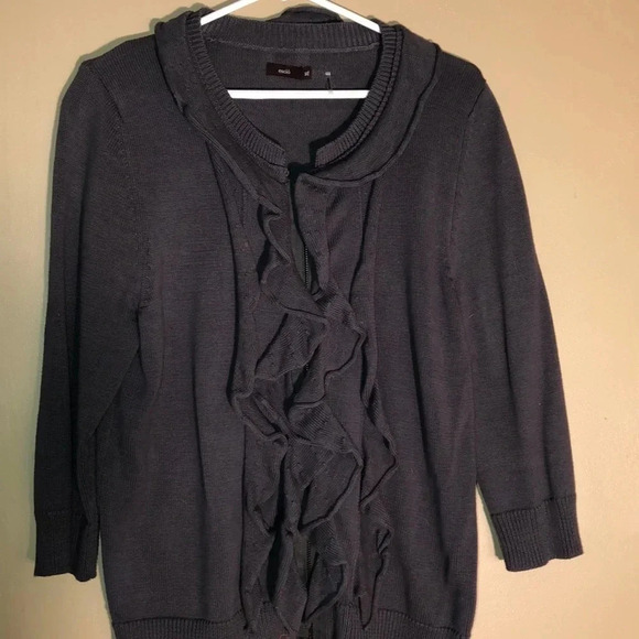 ESCIO BOUTIQUE EUC WOMENS ZIP GRAY SWEATER TOP SHIRT WINTER FALL HOLIDAY SIZE XL - Picture 3 of 6